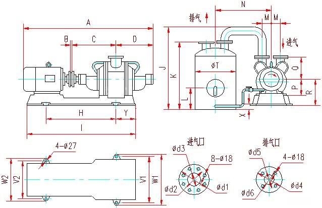 SZ水环真空泵安装尺寸图2